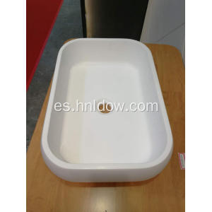 Blanco encimera de lavabo de resina de piedra ovalada